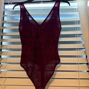Elegant Burgundy Lace Bodysuit